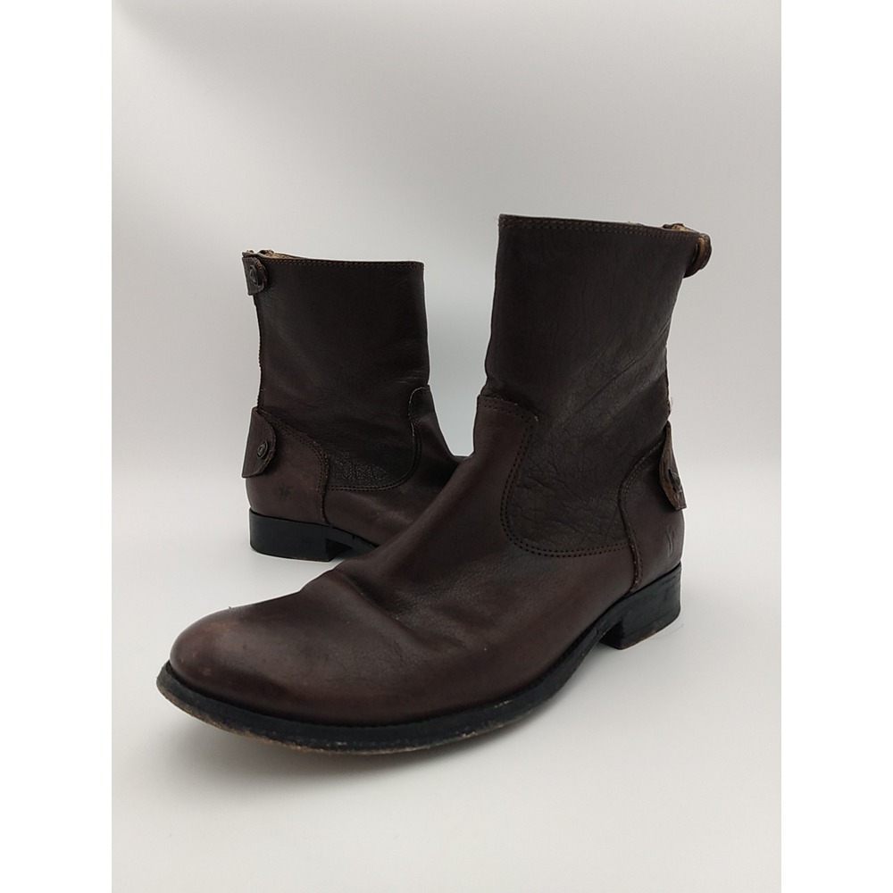 Frye Melissa Button Zip Short Ankle Boots Brown Size 7 B